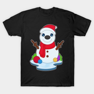 Snowman Christmas Santa hat T-Shirt